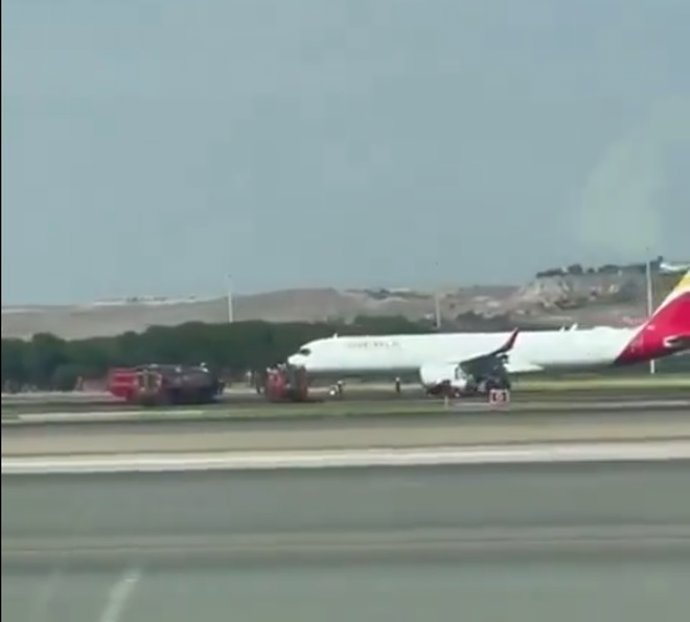 Un avión de Iberia realiza un aterrizaje de emergencia en Barajas tras el choque con un ave